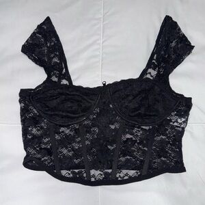 Faded Rose Black Lace Bustier